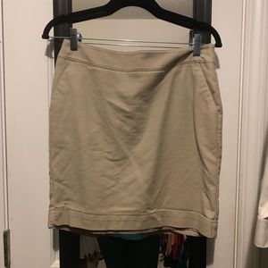 Khaki pencil skirt with pockets